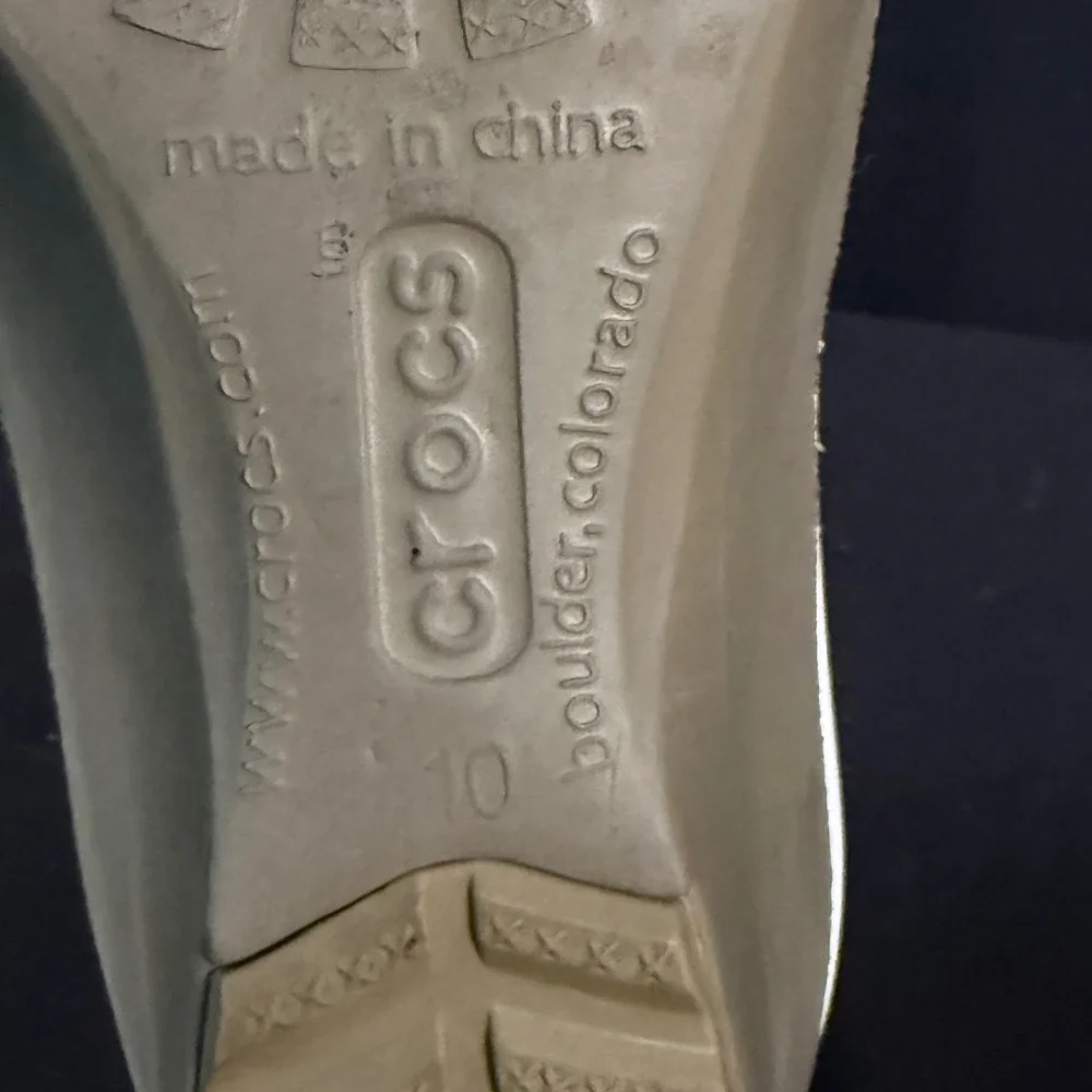 Crocs Sassari Wedge Slide Sandals Slip On Mules Heels White Tan Khaki Womens 10